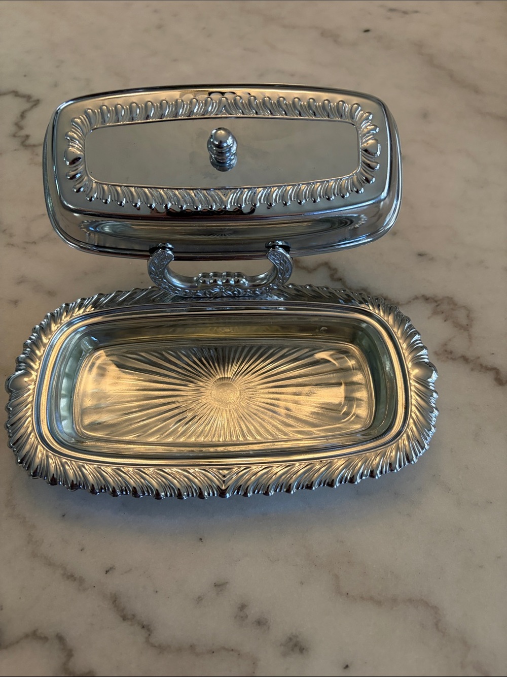 Silver-Tone Decorative Covered Butter Dish - Classic Home Accents